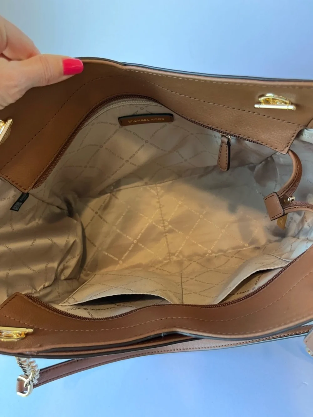 Michael Kors Jet Set Large Shoulder Bag Brown Leather